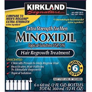 미녹시딜 6 Months Kirkland Minoxidil 5% Extra Strength Hair Loss Regrowth Treatment Men, 12 Fl Oz (Pack of 6)